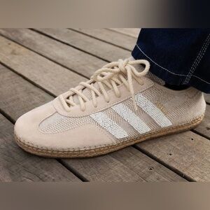 Adidas Women's Tan and White Sneakers